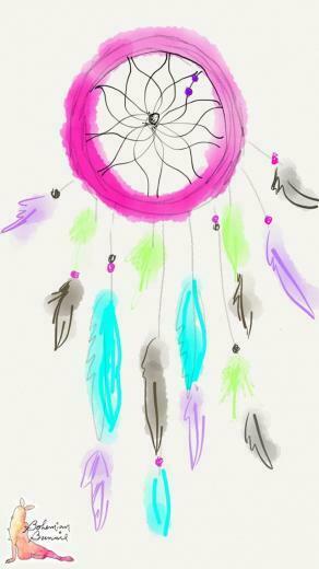 Boho Phones Wallpaper Fun Art Pink Dreamcatcher Illustration