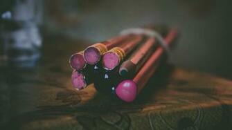 Wallpaper Pencils Eraser Close Up Widescreen