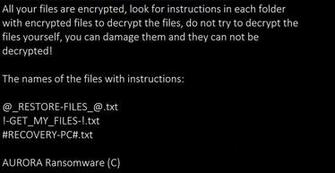 Aurora Zorro Ransomware Actively Being Distributed