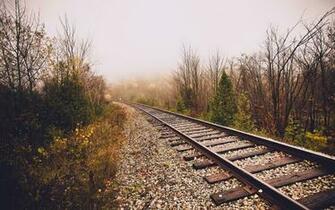 Railroad In Late Autumn Wallpaper Stock