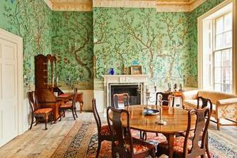 Peonies And Orange Blossoms Chic Chinoiserie Wallpaper