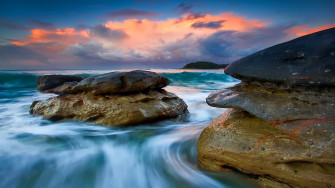 Clouds Landscapes Nature Beach Rocks Shore HDr Photography Skyscapes Wallpaper HD