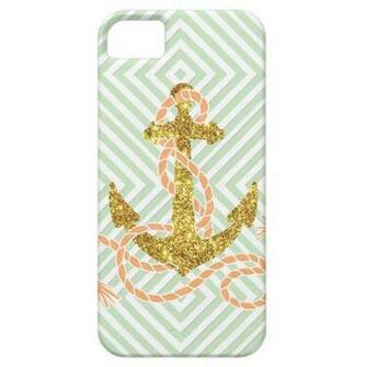 Girly Faux Glitter Anchor iPhone Cases