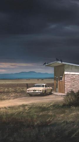 Wallpaper Ranch Car Building Country