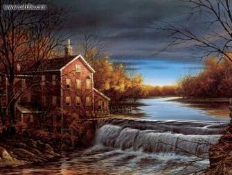 Drawing Painting Redlin Autumn Afternoon Picture Nr