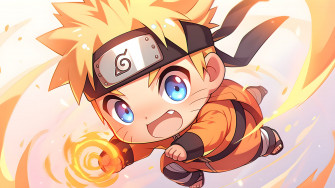 Chibi Naruto Uzumaki Flight Desktop Wallpaper
