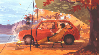 Camping Autumn Anime Girl Art 4k Wallpaper iPhone HD Phone 2350f