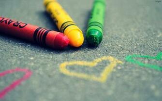 Crayons Hearts Wallpaper
