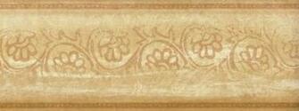 Wallpaper Border Gold Cream Leaf Scroll On Faux