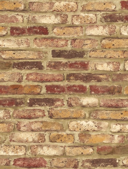 Wallpaper Designer Red Orange Cream And Tan Tuscan Faux Brick Wall