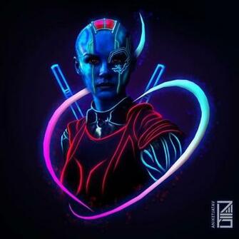 Nebula Marvel Neon Potraits Painting