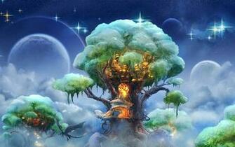 Love Tree House Fantasy Forest Houses Wallpaper