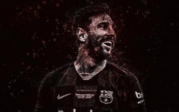 Wallpaper Lionel Messi Fc Barcelona White Glitter Art