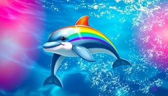 Rainbow Striped Dolphin Wallpaper Image