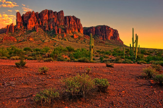Desert Sunset With Mountain Near Phoenix Arizona Usa Custom