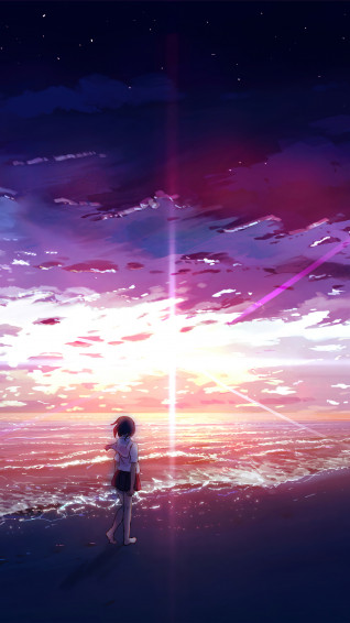 Beach Waves Sunrise Anime 4k Wallpaper iPhone HD Phone 4810f