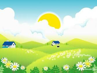 Blissful Spring Scene Vector Illustration No Wallpaper