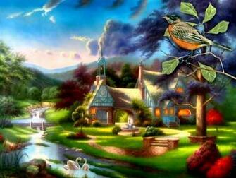 Fantasy Cottage Wallpaper Summer