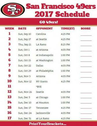 Best Ideas About 49ers Schedule Sf