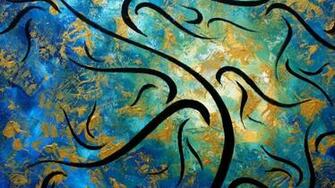 Abstract Art Gold Textured Original Tree Painting Peace