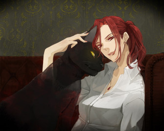 Animal Aozaki Touko Cat Kara No Kyoukai Red Eyes Hair