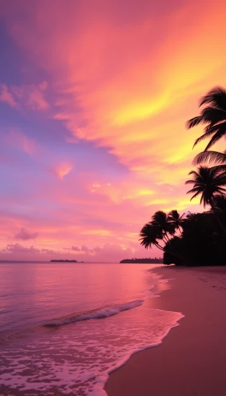 Tropical Beach Sunset Wallpaper