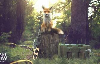 Wallpaper Fox Apocalypse Survival Weapons Mask Forest