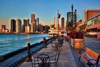 Navy Pier Sunrise Chicago T Wallpaper