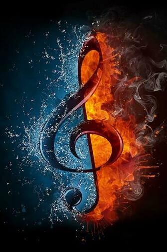 Choose Fire Ice Music Symbol Wallpaper To Create Fantastic Wall