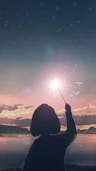 Anime Girl Silhouette Sunset Scenery 4k Wallpaper iPhone HD