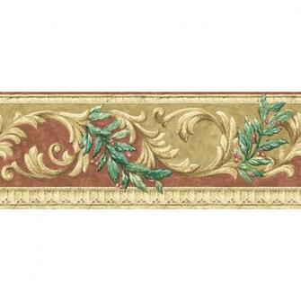 Shop Allen Roth Orange And Beige Scroll Prepasted Wallpaper