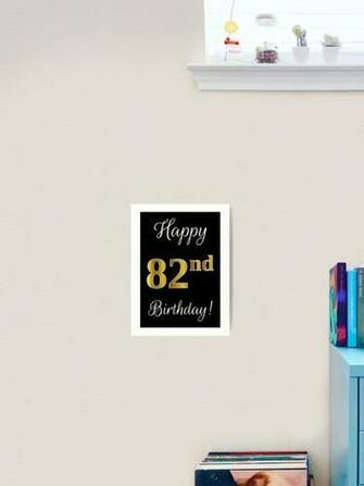 Elegant Faux Gold Look Number Happy 82nd BirtHDay Black