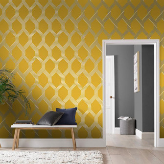 Vector Lemon Silver Wallpaper Yellow Graham Brown