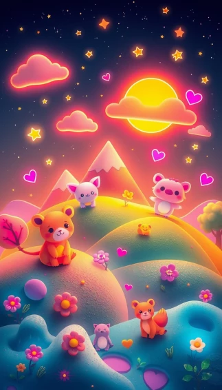Aesthetic Cute Neon Wallpaper