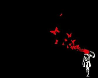 Suicide Guns Black Background Butterflies Wallpaper