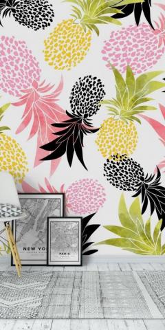 Pineapples Wallpaper Pineapple Quirky Pink