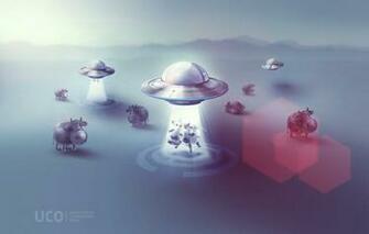 Wallpaper Ufo Cow Humor Cows Plate Plates Kidnapping