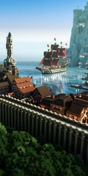 Breathtaking Minecraft Landscape On Your Phone Screen Wallpaper