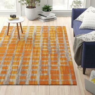 Zipcode Design Tiarra Mid Century Modern Yellow Area Rug Res