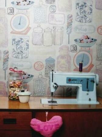 Wallpaper Candy Wall Paper Sewing Rooms Sweet Shops