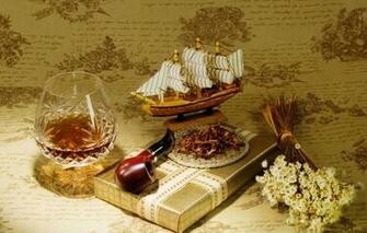 Gift Pipes Tobacco Brandy A Model Ship Sailboat Wallpaper