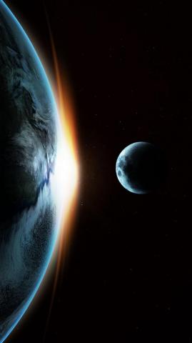 Wallpaper Earth Moon Transit Galaxy iPhone