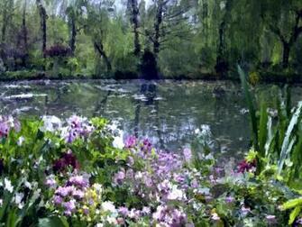 Lake Monets Garden In The Style Of Monet By Ownerofthings On