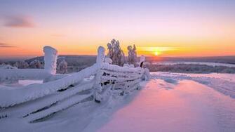 Winter Sunset Andes Snowy Fence X Close
