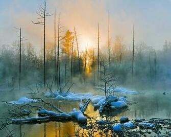 Foggy Lake Wallpaper