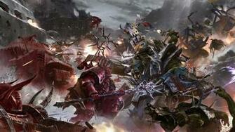Orcs Vs Chaos Space Marines Wallpaper From Warhammer 40k Eternal