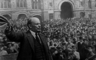 Lenin Speech Monochrome Squares Wallpaper