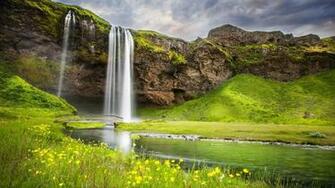 Waterfall River Summer Landscape X Close