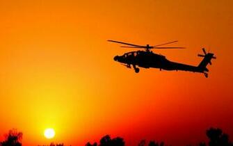 Wallpaper Helicopter Silhouette Sunset Camp Taji Iraq Boeing Ah
