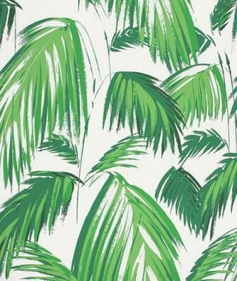 Distinctive Wallpaper With Stylised Grass Green Palm Leaves
